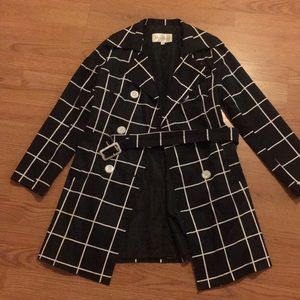 Max Mara black and white checkered trench coat